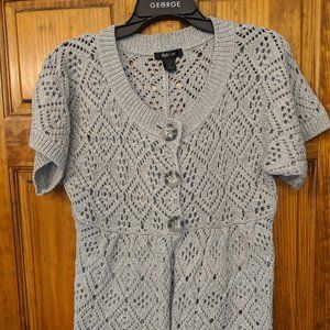 Gray Knit Short Sleeve Sweater
